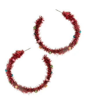 40mm Christmas Tinsel Hoop Earrings