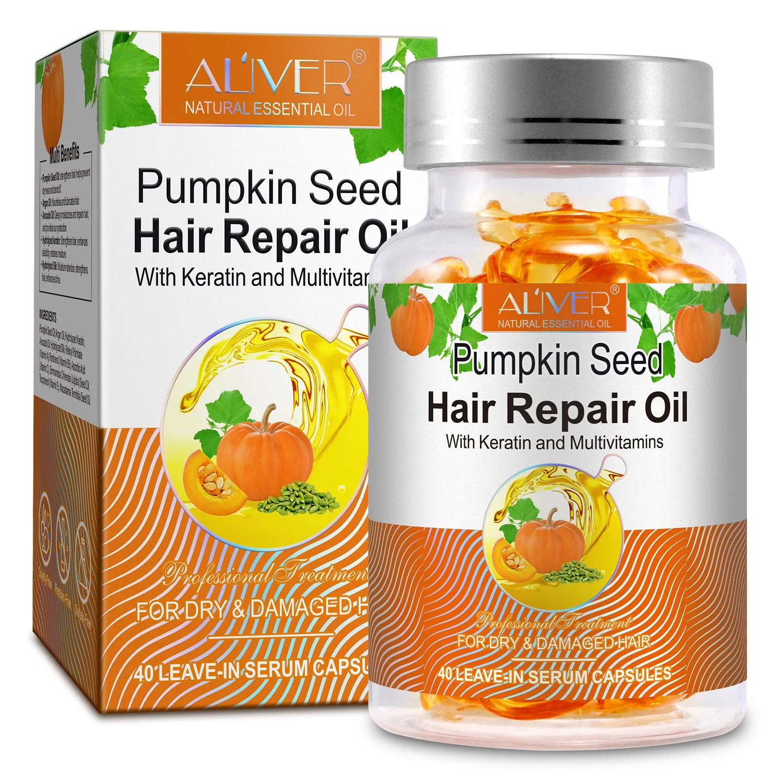 Aliver Pumpkin Seed Hair Repair Oil Capsules - 2Pack