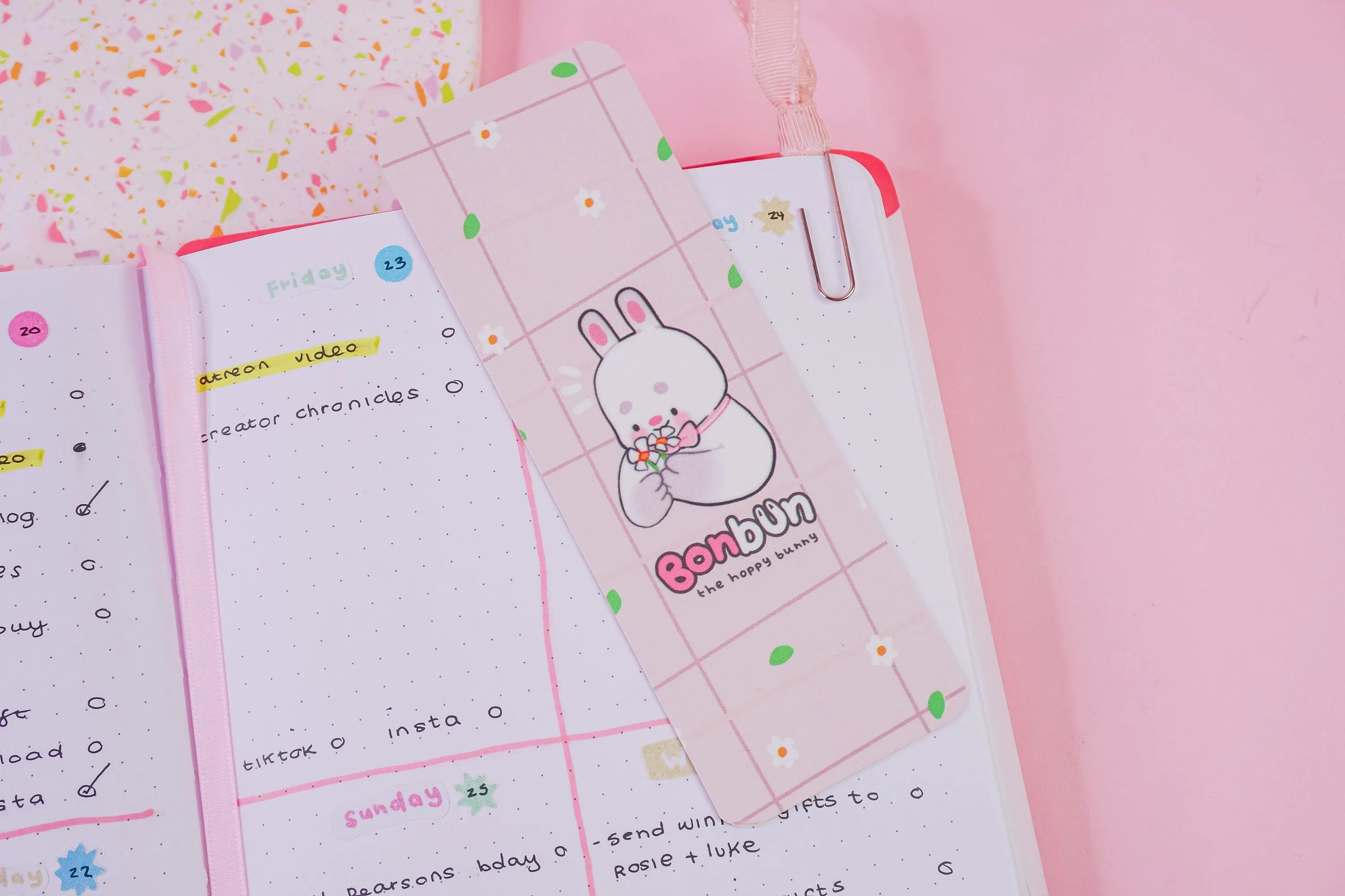 Bonbun the Spring Bunny Bookmark | Cute Floral Kawaii Bookmark for Book Lovers | Adorable Reading Accessory