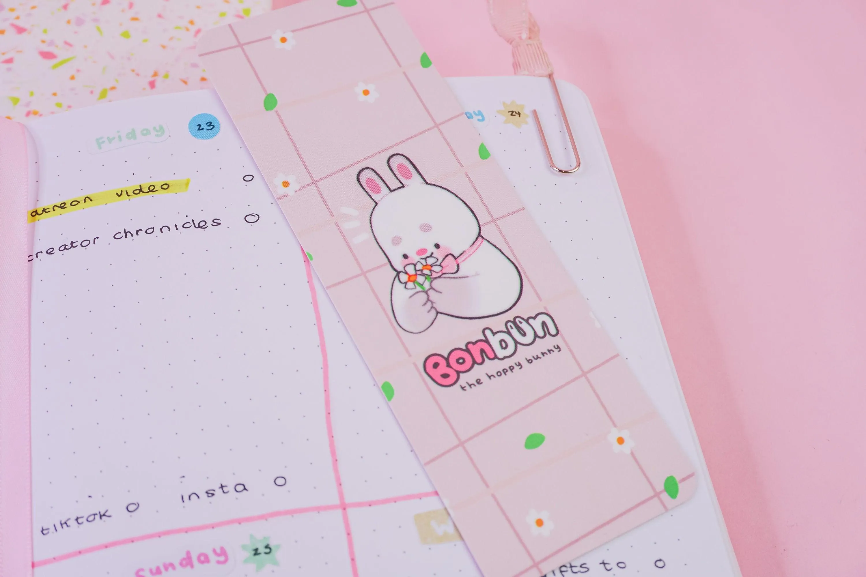 Bonbun the Spring Bunny Bookmark | Cute Floral Kawaii Bookmark for Book Lovers | Adorable Reading Accessory