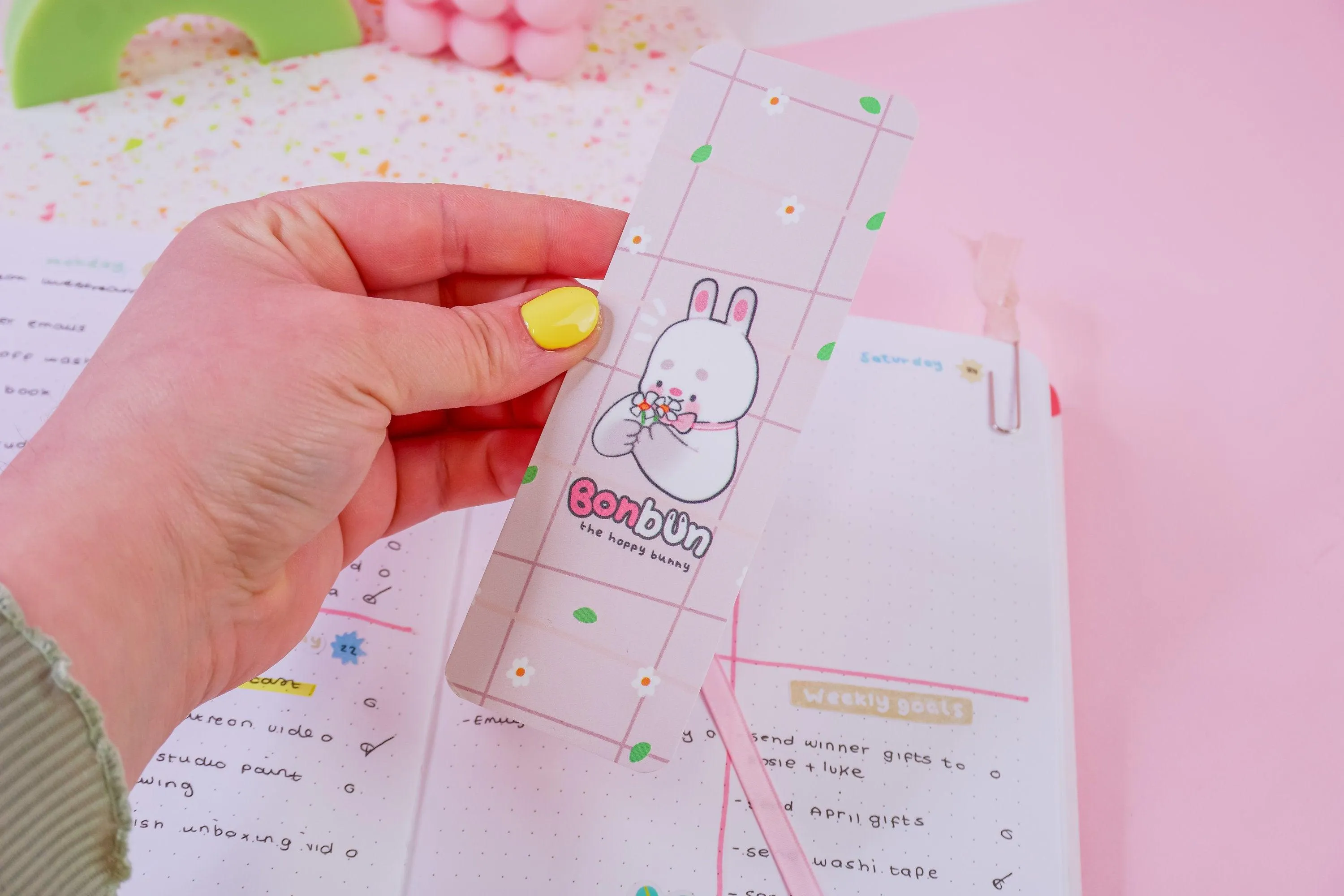 Bonbun the Spring Bunny Bookmark | Cute Floral Kawaii Bookmark for Book Lovers | Adorable Reading Accessory