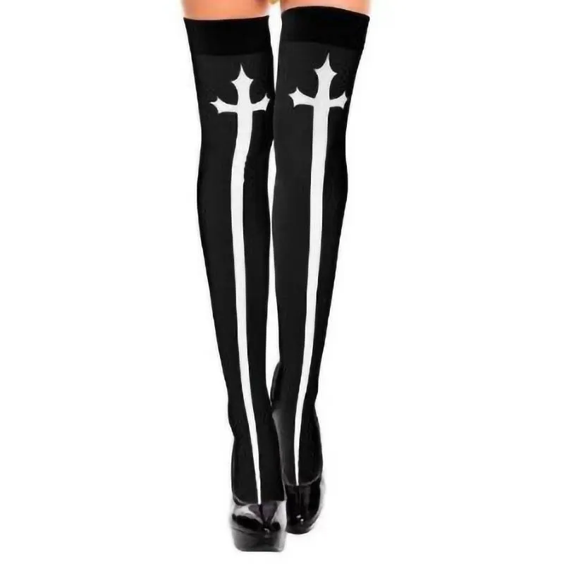 Cross Pattern Above The Knee Stockings