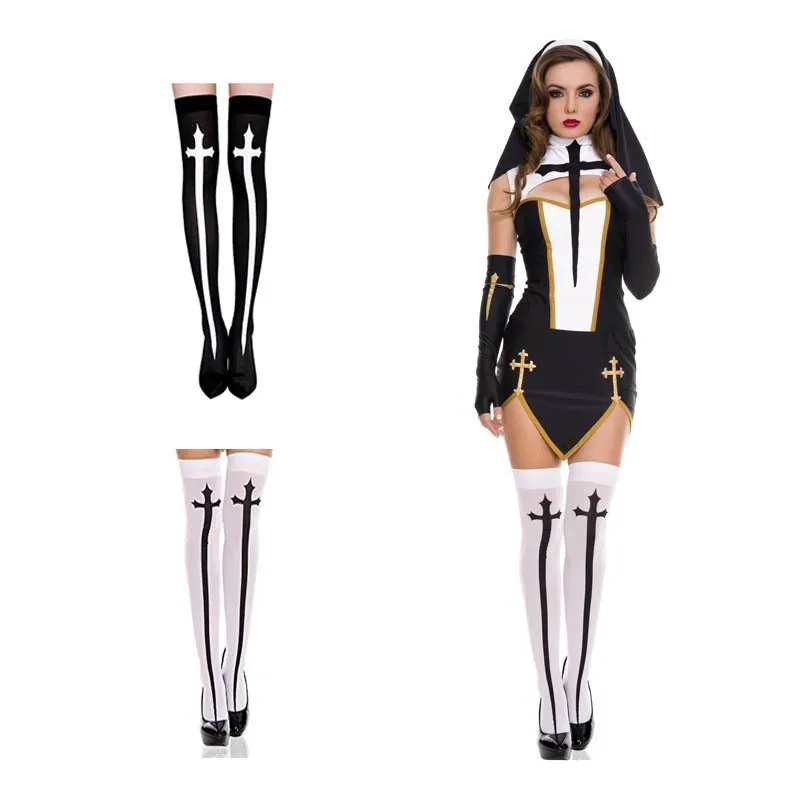 Cross Pattern Above The Knee Stockings