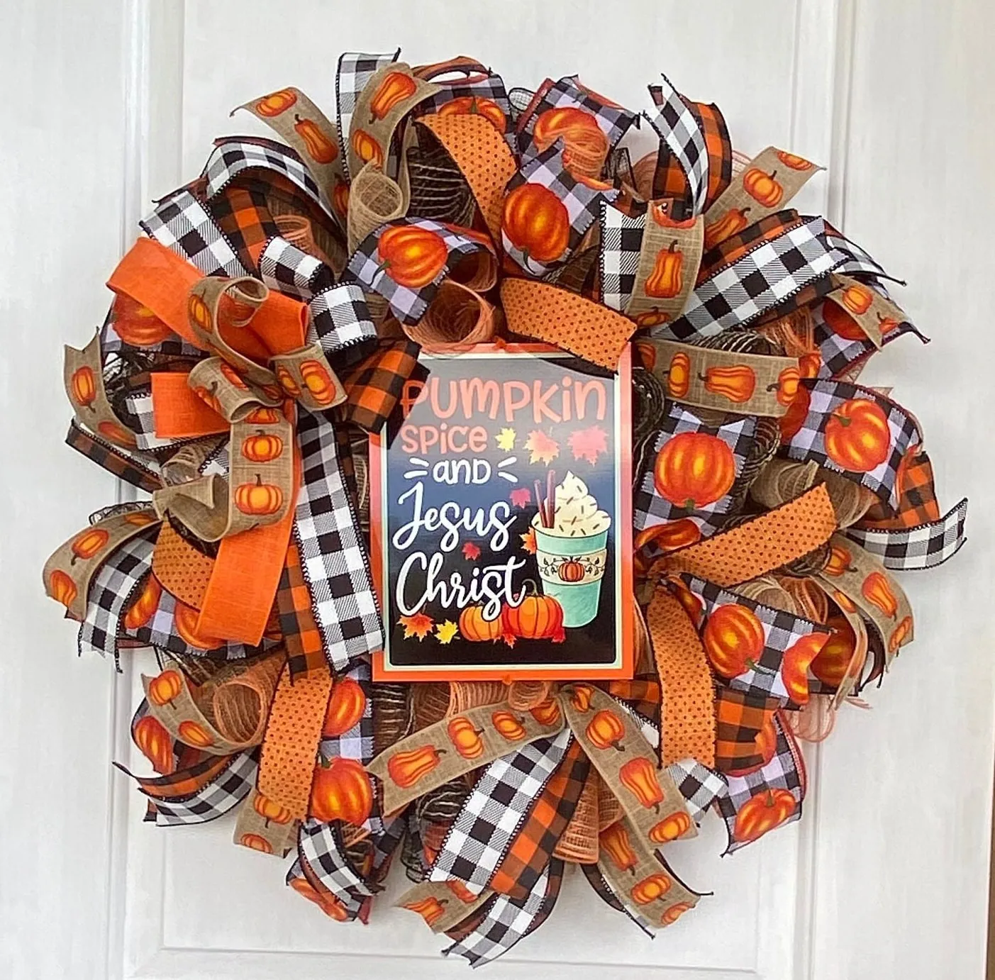 Floral Pumpkin Spice Jesus Christ Wreath