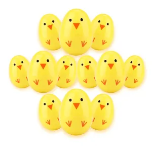 Kicko Chick Easter Eggs - 12 Pack - 2.25 Inch Plastic Chicken Eggs for Easter Basket