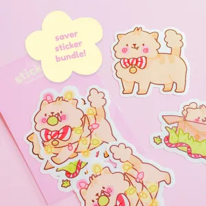 Peppamint the Cat Christmas Sticker Bundle | Festive Holiday Die Cut Vinyl | Kawaii Cat Christmas Decorations