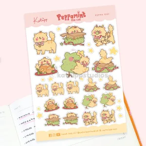 Peppamint the Cat Christmas Sticker Sheet | Cute Festive Planner Stickers | Kawaii Holiday Stationery | PEPPA 001
