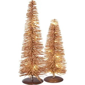 RATTAN LIGHTED TREE SET