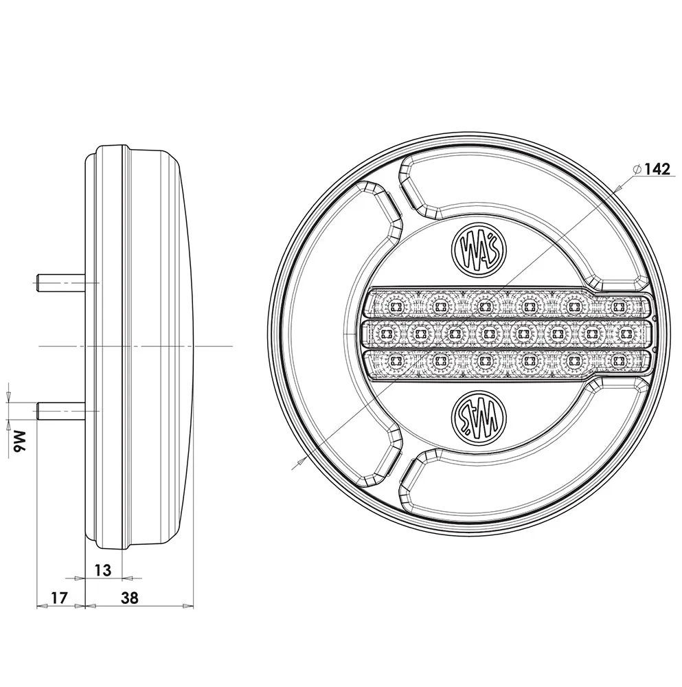 WAS W153DD Round Rear Light with Dynamic Indicator